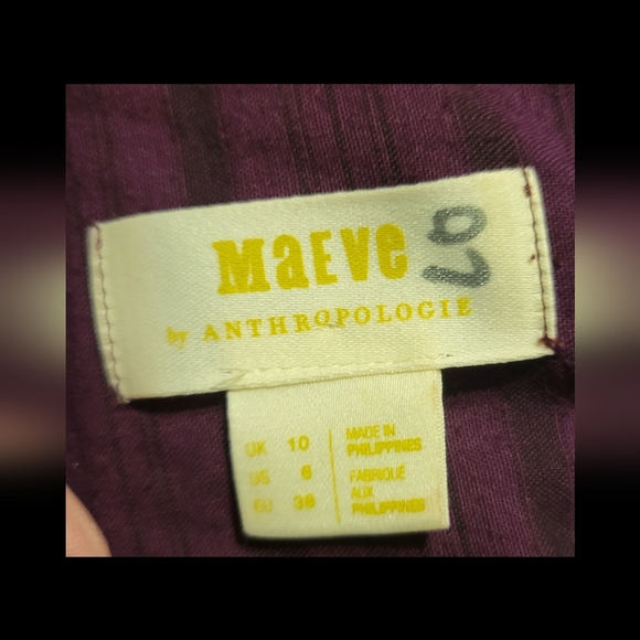 Maeve For Anthropologie Burgundy Velvet Long Sleeve Button Down Shirt Women’s 6‎ - Picture 4 of 6